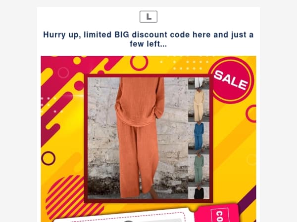 Hurry up, limited BIG discount code here and just a few left...