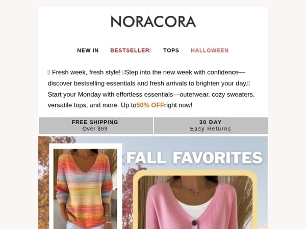 ✨ Fresh Start: New Week, New Style Essentials – Up to 50% OFF! 💫