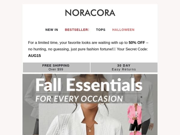 😉 Shhh... Your Style Luck Is In – Up to 50% OFF Just for You! ✨