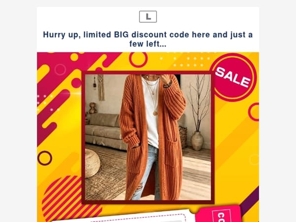 Hurry up, limited BIG discount code here and just a few left...