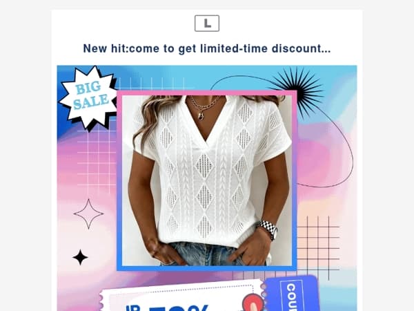 New hit:come to get limited-time discount...