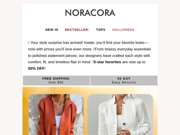 🎁 Surprise Savings! Your Favorite Looks Now Up to 50% OFF! 🌟