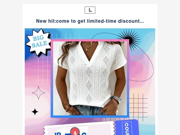New hit:come to get limited-time discount...
