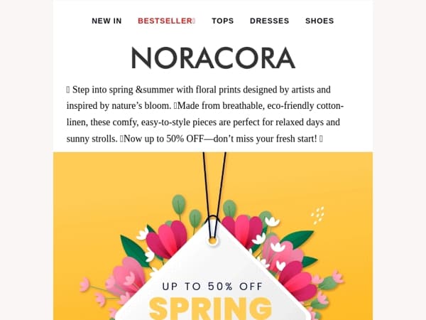 🌷 Floral & Fabulous – Your Spring Style Starts Here! Up to 50% OFF!👑