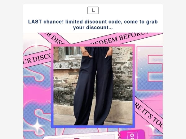 LAST chance! limited discount code, come to grab your discount...