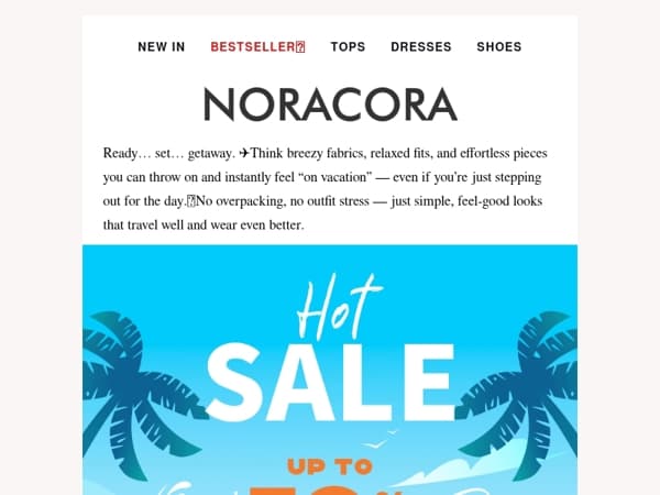 🌞 Your Dream Vacation Wardrobe — Up to 50% OFF