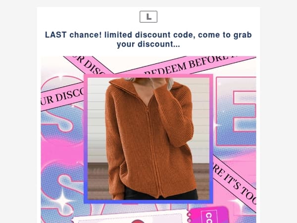 LAST chance! limited discount code, come to grab your discount...