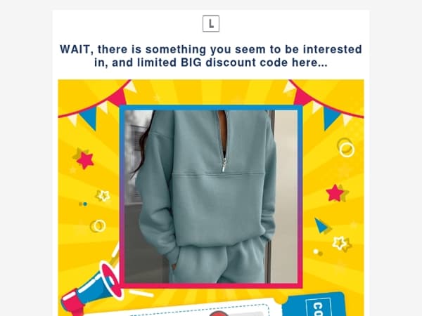 WAIT, there is something you seem to be interested in, and limited BIG discount code here...