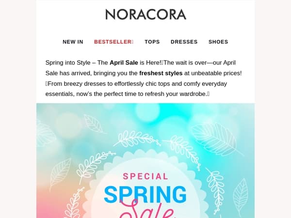 🔥The April Sale is on! Latest styles worth your while!🥰Enjoy Up to 50% OFF! 