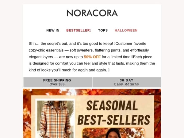 ✨Fall's Best-Kept Secret is Out! Up to 50% OFF the Cozy-Chic Styles You'll Wear on Repeat! 💌