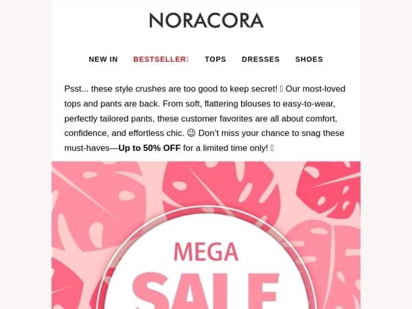 🌸 Psst… These Style Crushes Are Too Good to Miss! 😉 Shop Customer-Favorite Looks Now – Up to 50% OFF!