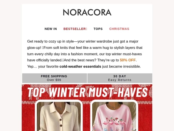 🥳Fresh Styles for Cozy Days – Top Winter Must-Haves Are Here! ✨ Up to 50% OFF!