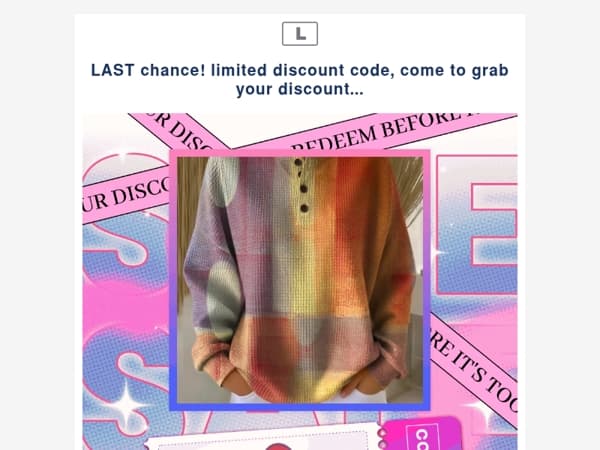 LAST chance! limited discount code, come to grab your discount...