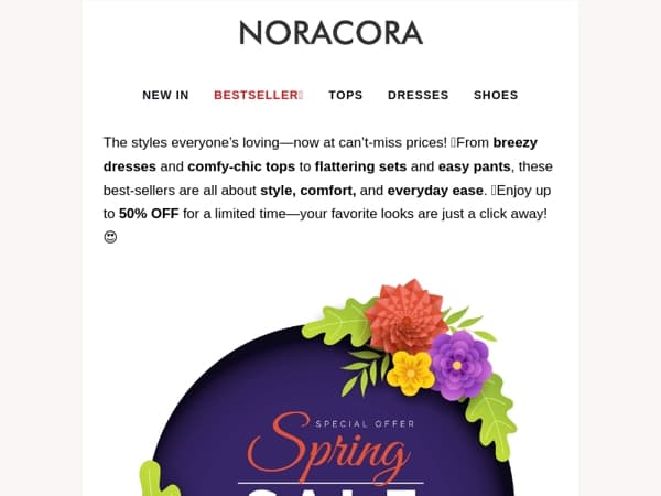 🌼 Breezy, Beautiful & Just in – Spring Styles You'll Love! 😍Up to 50% OFF! 