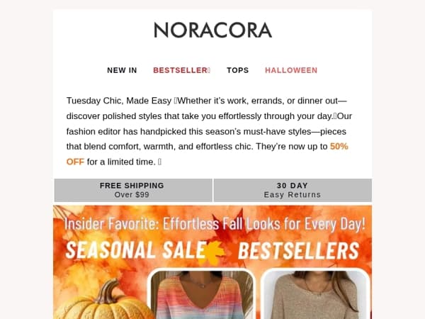 🧡Editor's Choice: Cozy-Chic Fall Styles You'll Adore – Up to 50% OFF!🌟