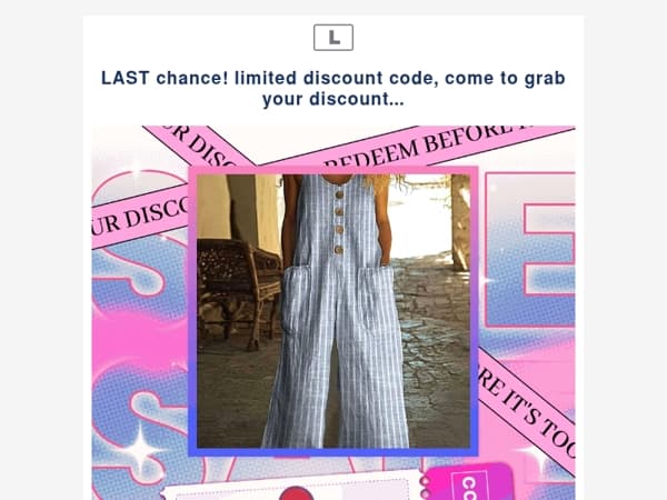 LAST chance! limited discount code, come to grab your discount...