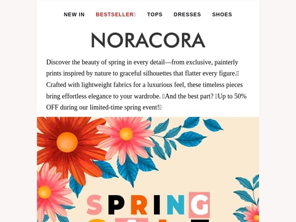 🌹 Style in Full Bloom – Discover Spring's Prettiest Pieces!✨ Up to 50% OFF!