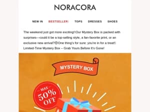 🎁Weekend Mystery Box – Unwrap the Surprise, Unlock the Joy!😍 Limited-Time Deal: Enjoy Up to 50% OFF!🎉