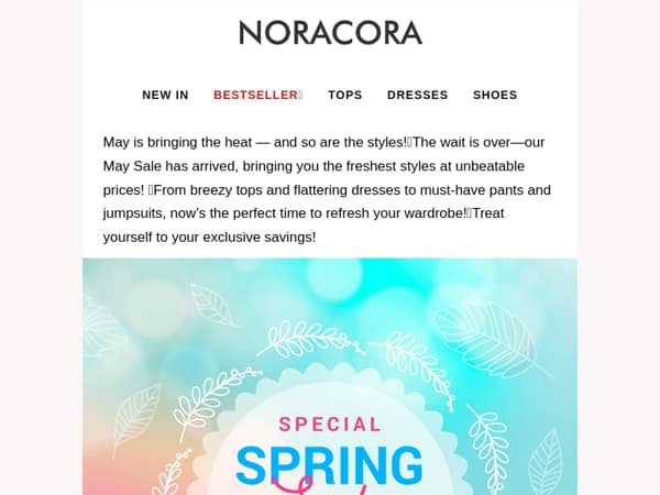 🔥The May Sale is on! Latest styles worth your while!🥰Enjoy Up to 50% OFF! 