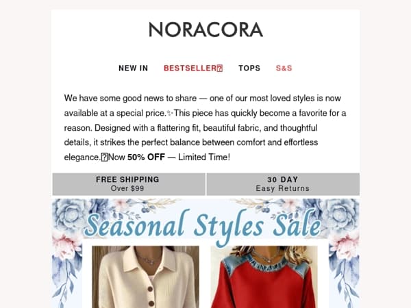 ✨ Good News! One of Our Most Loved Styles — Now 50% OFF! 💫