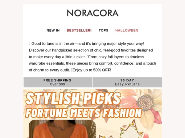 🌟 Fortune Meets Fashion – Stylish Picks Up to 50% OFF! 🎊