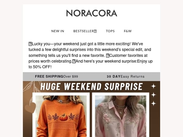 🎁 Lucky You! Weekend Magic – Surprise Deals Inside! Up to 50% OFF! 🎉