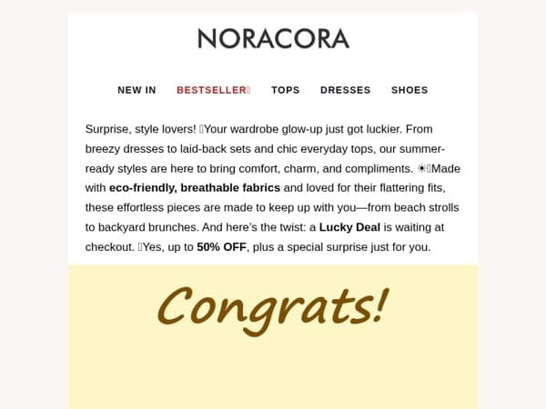 ✨ Effortless Looks, Unexpected Perks – Up to 50% OFF + Your Lucky Deal Awaits! 🎁💫