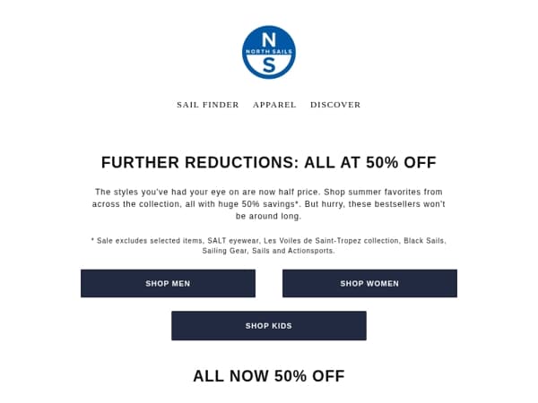 All Styles Now 50% Off