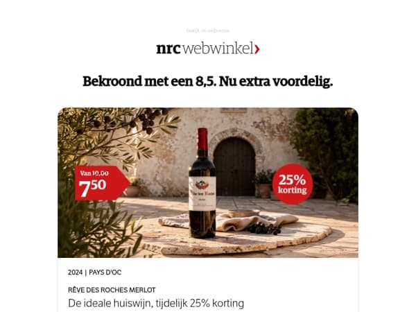 25% korting: dé huiswijn die altijd raak is
