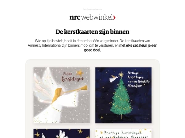 Wees er op tijd bij: de kerstkaarten van Amnesty International zijn binnen