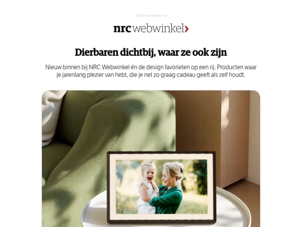 Nieuw binnen bij NRC Webwinkel: digitale fotolijst, interieuritems en meer.