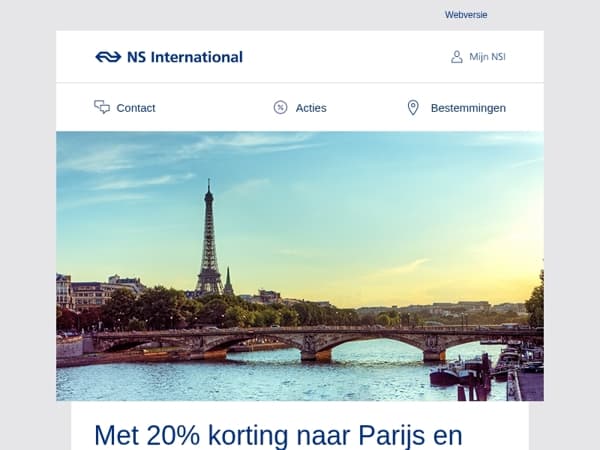 Nu: 20% korting op tickets naar Parijs en Londen