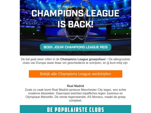 Champions League is terug: beleef het live! ⚽✨
