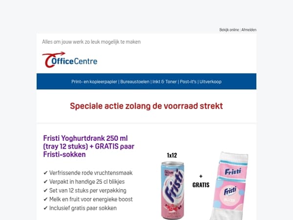 Speciale actie: Fristi-sokken bij tray Fristi Yoghurtdrank 🧦