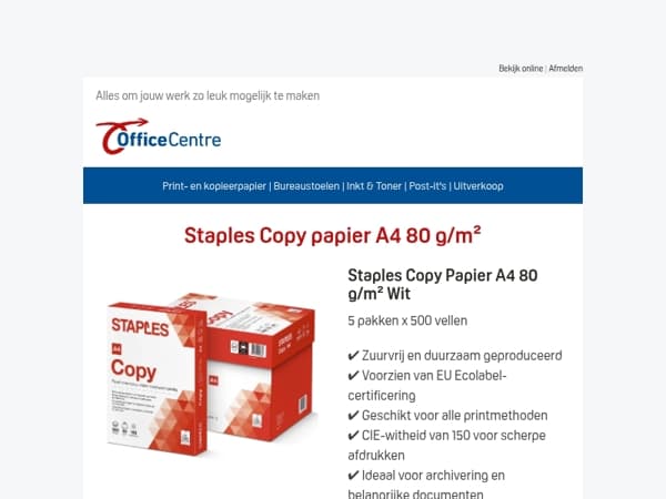 Altijd goed printpapier: Staples Copy A4