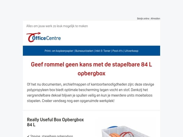 Stapelen én organiseren met onze 64L opbergbox!