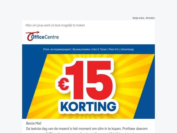 Sluit juli goed af: €15 korting op je bestelling – alleen vandaag!