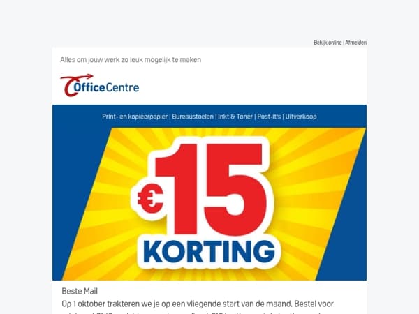 Alleen vandaag: €15 korting op jouw bestelling
