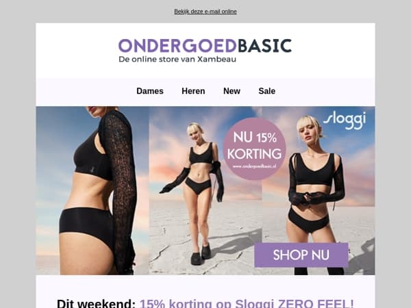 DIT WEEKEND 15% KORTING op Sloggi FEEL