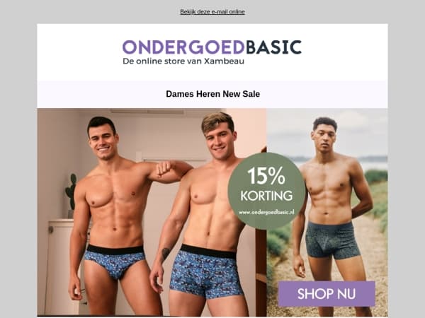 DIT WEEKEND 15% KORTING OP HERENONDERGOED!