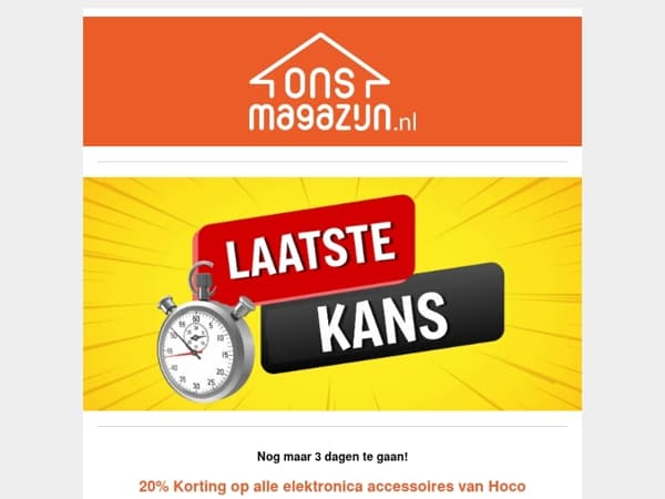 Laatste kans - 20% korting op elektronica accessoires 🔌💸