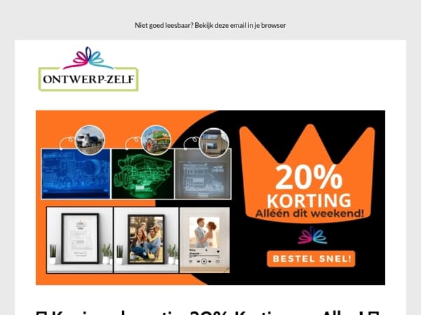 🧡 Koningsdagactie: 20% Korting op Alles! 👑