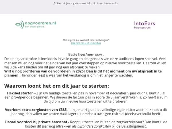 Wees op tijd voor nieuwe hoortoestellen in 2026