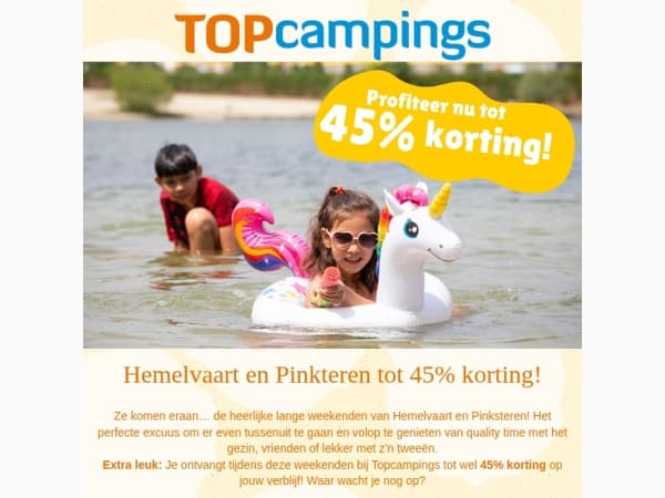 Hemelvaart en Pinkteren tot 45% korting!😍