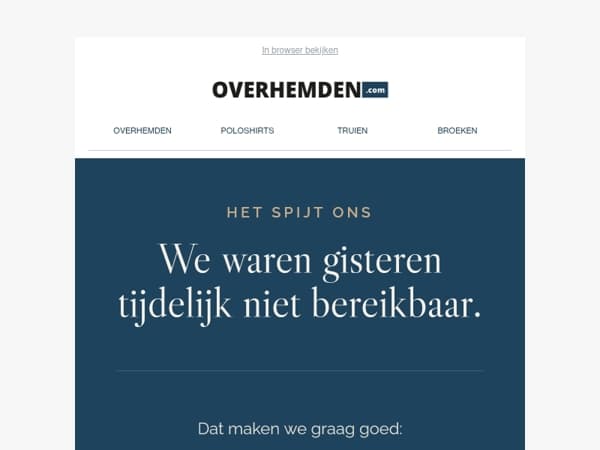 T/m morgen: 20% korting als excuus voor gisteren