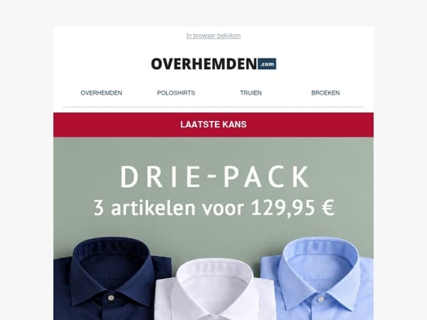 Tijdelijk verkrijgbaar: luxe 3-pack voor €129,95