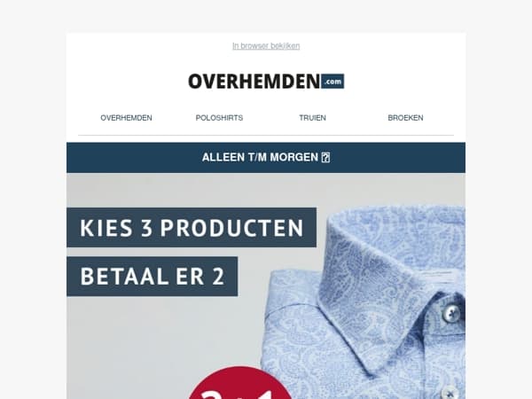 Alleen t/m morgen ⏰ Kies 3 artikelen, betaal er maar 2