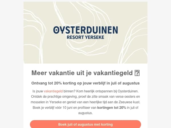Is je vakantiegeld binnen? Boek nú en ontvang tot wel 20% korting voor juli of augustus 🏖️
