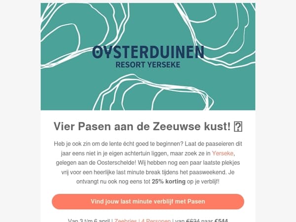 Last minute ertussenuit met Pasen? Nu met korting tot 25% 🐣