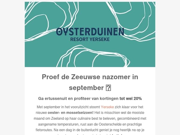 Het oesterseizoen is begonnen! 🦪 Ontvang tot 20% korting in september 🌅